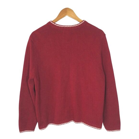 Croft & Barrow Cranberry Snowflake Holiday Zip Front Knit Grandma Cardigan Sz XL - Picture 2 of 8